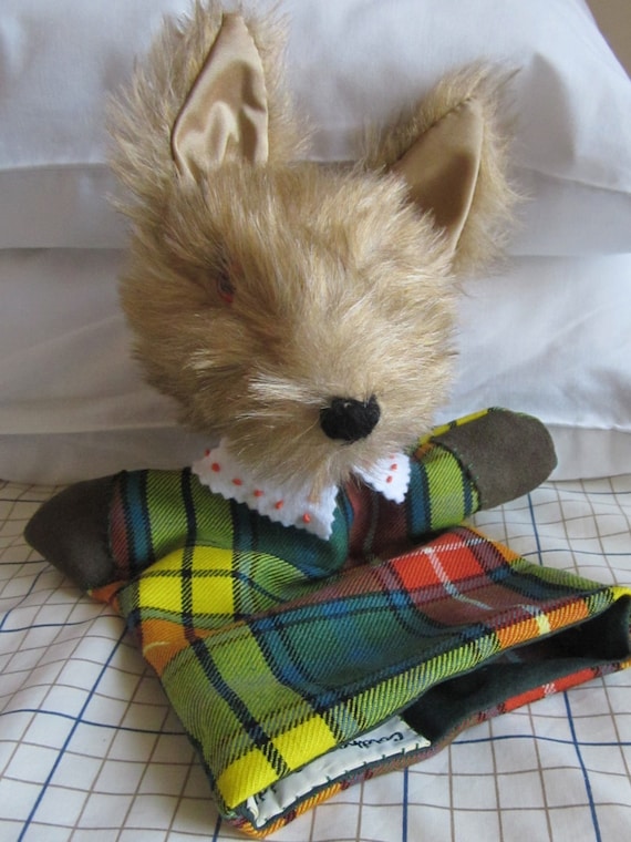 Coyote Hand Puppet Activity Toy Teaching Aid  Buchanan Tartan Fabric Lined Glove Cool Toy for Tots Toddlers Toy Tots or Toddler Activity Toy