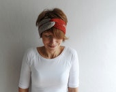 Knitted Headband Turban Headband Chunky Earwarmer Twist Headband Hair Accessory Two Color Brick Red Stone Beige