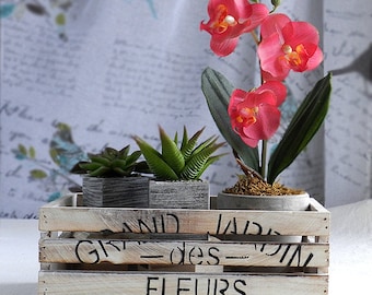 kitchen décor*Gift ideas*Handmade gift*Floral crate*Rustic wooden crate*Wood crate*Home decoration*Rustic crate