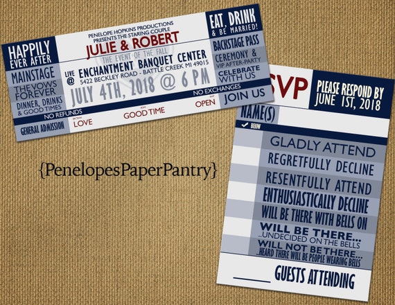 4th of July Concernt TIcket Wedding Invitations