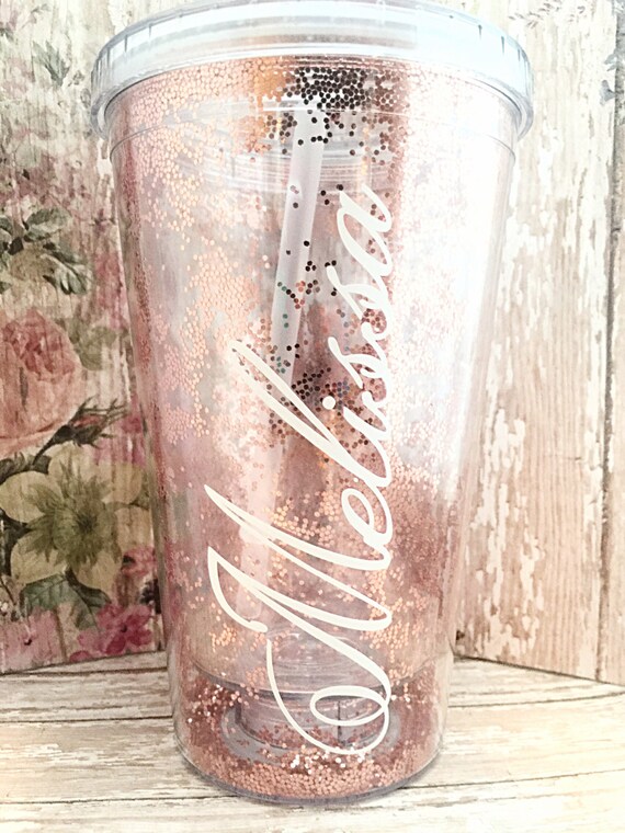 Rose Gold Glitter Tumbler Bridal Party Tumblers