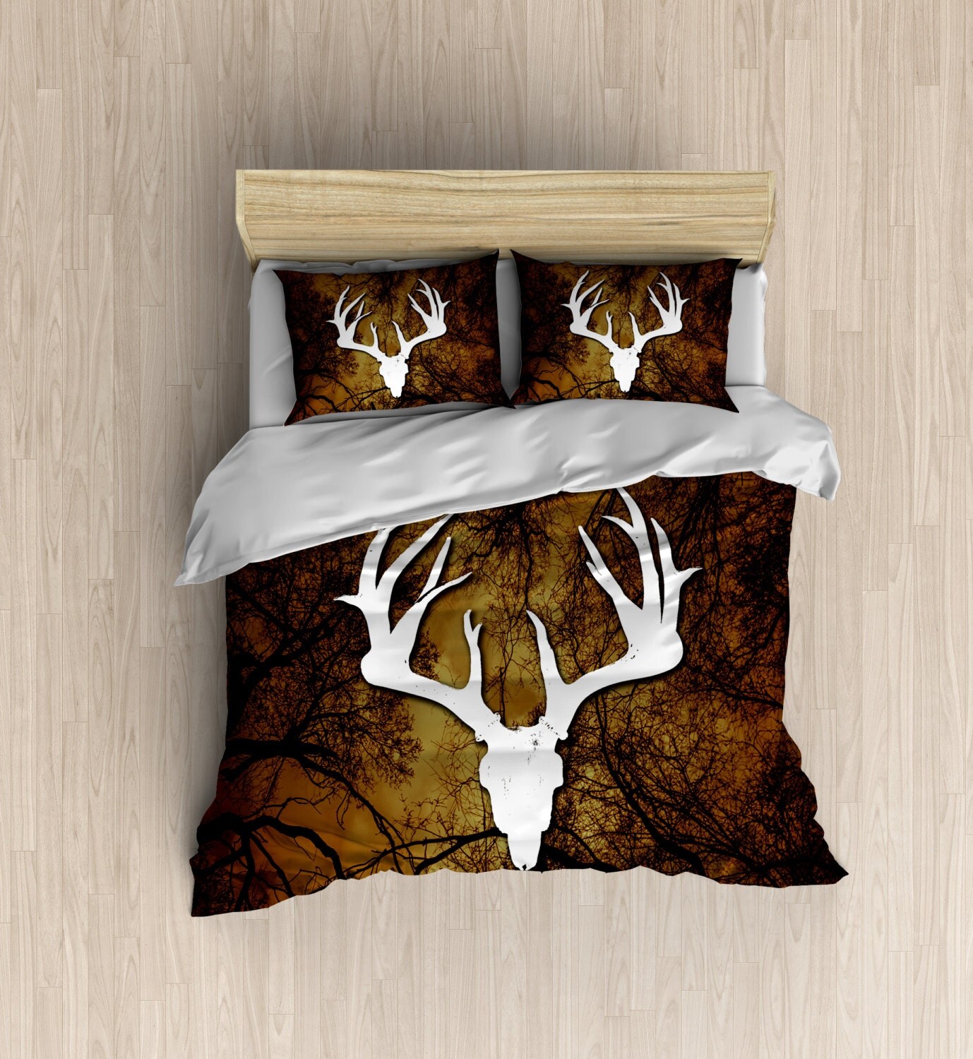 Hunting Bedding White Tail Deer Duvet Cover Brown Real Tree