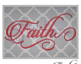 Faith 2 Monogram Set – 1", 2", 3″ - Digital Machine Embroidery Font Alphabet Letters - Fancy Calligraphy Script - Instant Download