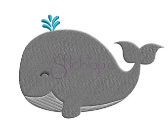 Whale Embroidery Design - 6 sizes 10 Formats PES DST Digital Machine Embroidery Design Filled Whale Embroidery Design Instant Download Files