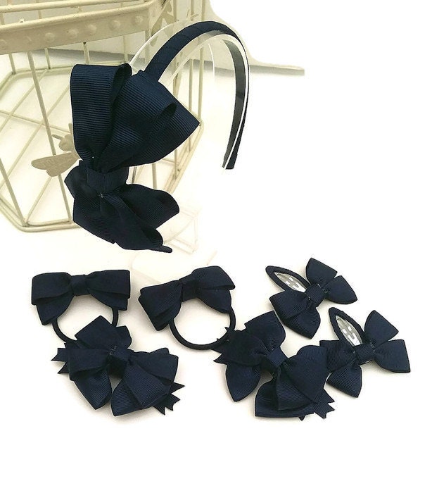 Navy Blue Headband Set Navy Blue School uniform Headband