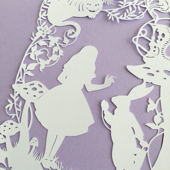 Framed Paper Cut Alice in Wonderland Cheshire by lovefromAngie