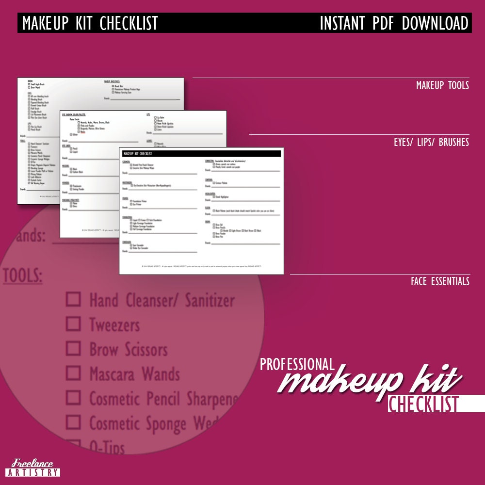 Makeup Kit Checklist Professional Makeup Artist Contracts