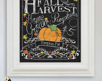 Fall Decor - Pumpkin Season - Fall Art - Pumpkin Pie -Fall Harvest - Fall Decor - Autumn Print - Chalkboard Art 8x10 Digital Copy