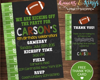 Football Invitation, Birthday Invite Sports, NFL Party, Sports Party Theme, Kickoff Birthday, Football Invite + FREE THANK You Card