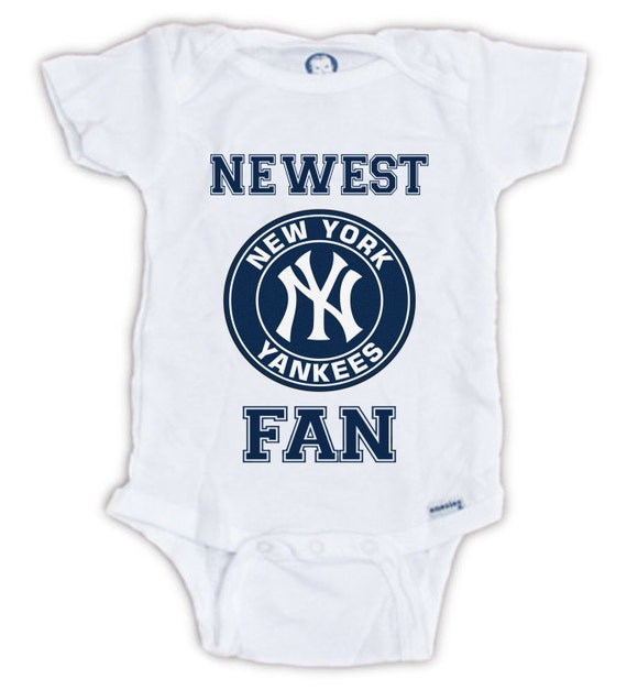 New York YANKEES FAN Baby Onesie Baby Bodysuit by JujuApparel