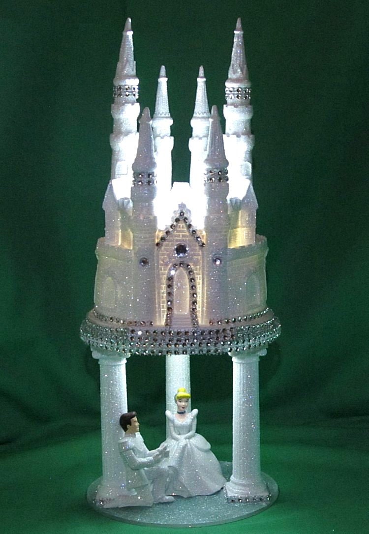 Lighted Castle Wedding Cake Topper Cinderella Prince