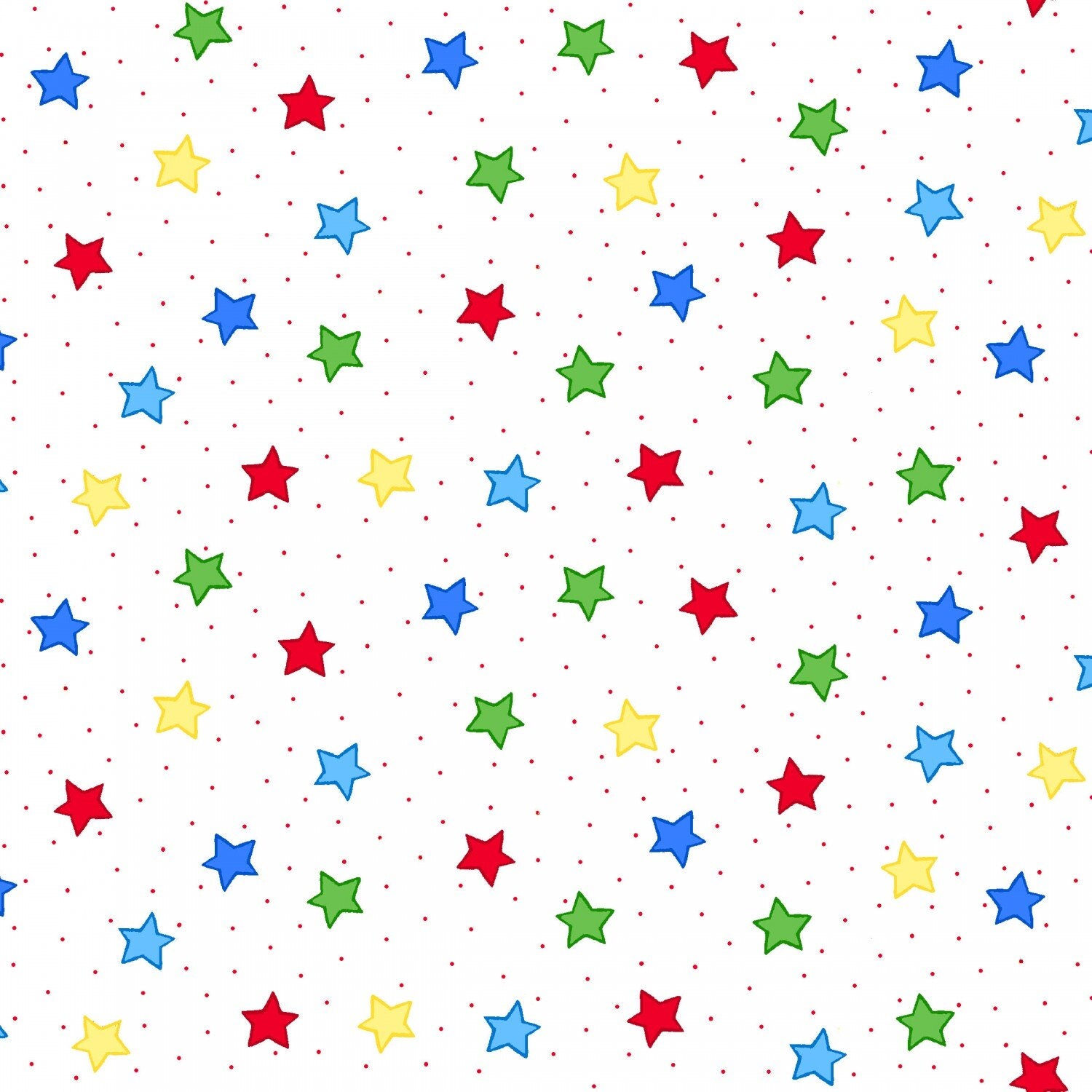 Double Gauze Fabric Multi-Colored Stars and Red Dots Baby