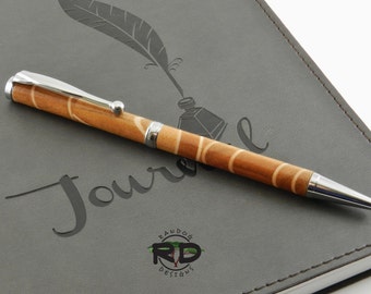 Cherry Segmented Wood Pen, Chrome Pen, Slimline Pen