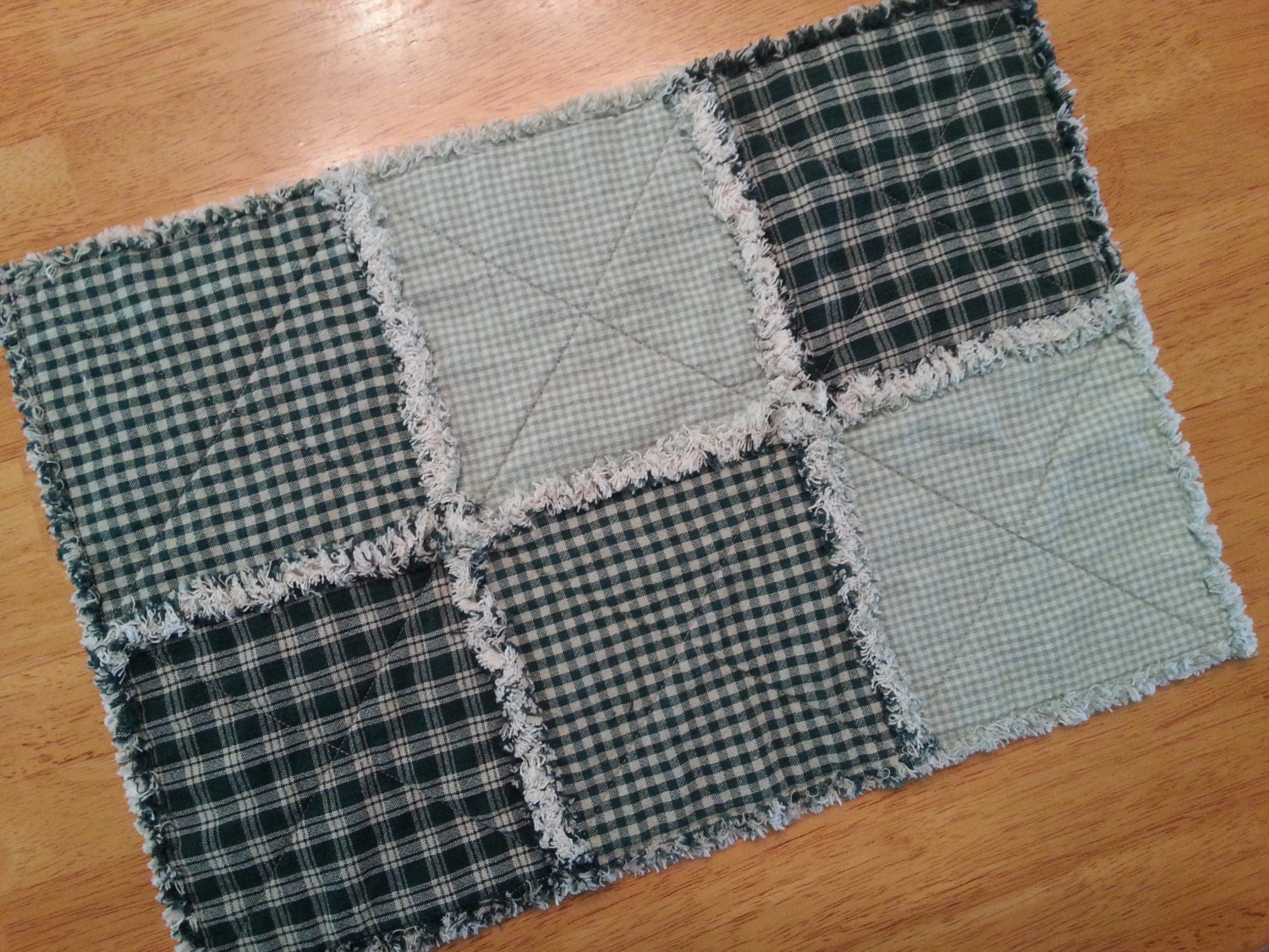 Country Placemats Farmhouse Primitive Green Plaid Kitchen