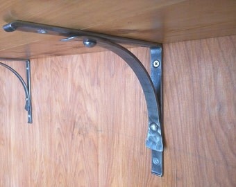 A pair of Simple Forged Shelf Brackets, handmade ironwork by Tom Fell - Blacksmith