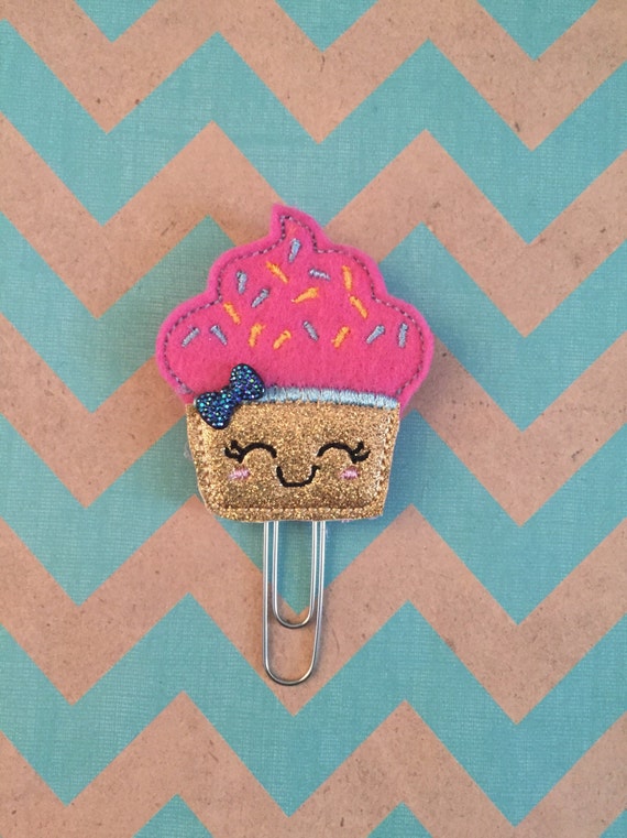Happy Glitter Cupcake Paper Clip/Planner Clip/Bookmark. Choose with or without bow