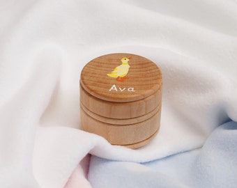 Personalised First Tooth Box. First Curl Box. Personalised baby gift. Hand-painted -Duckling Design. New Baby gift, Christening, Baby Shower