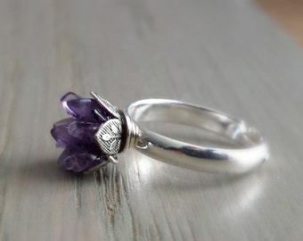 Raw Amethyst Ring, Natural Stone Jewelry, Trending on Etsy, Girlfriend Gift, Anniversary & Birthday for Wife, Present for Daughter