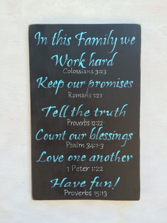 Family Values with Bible verses/ rustic wood sign/ family