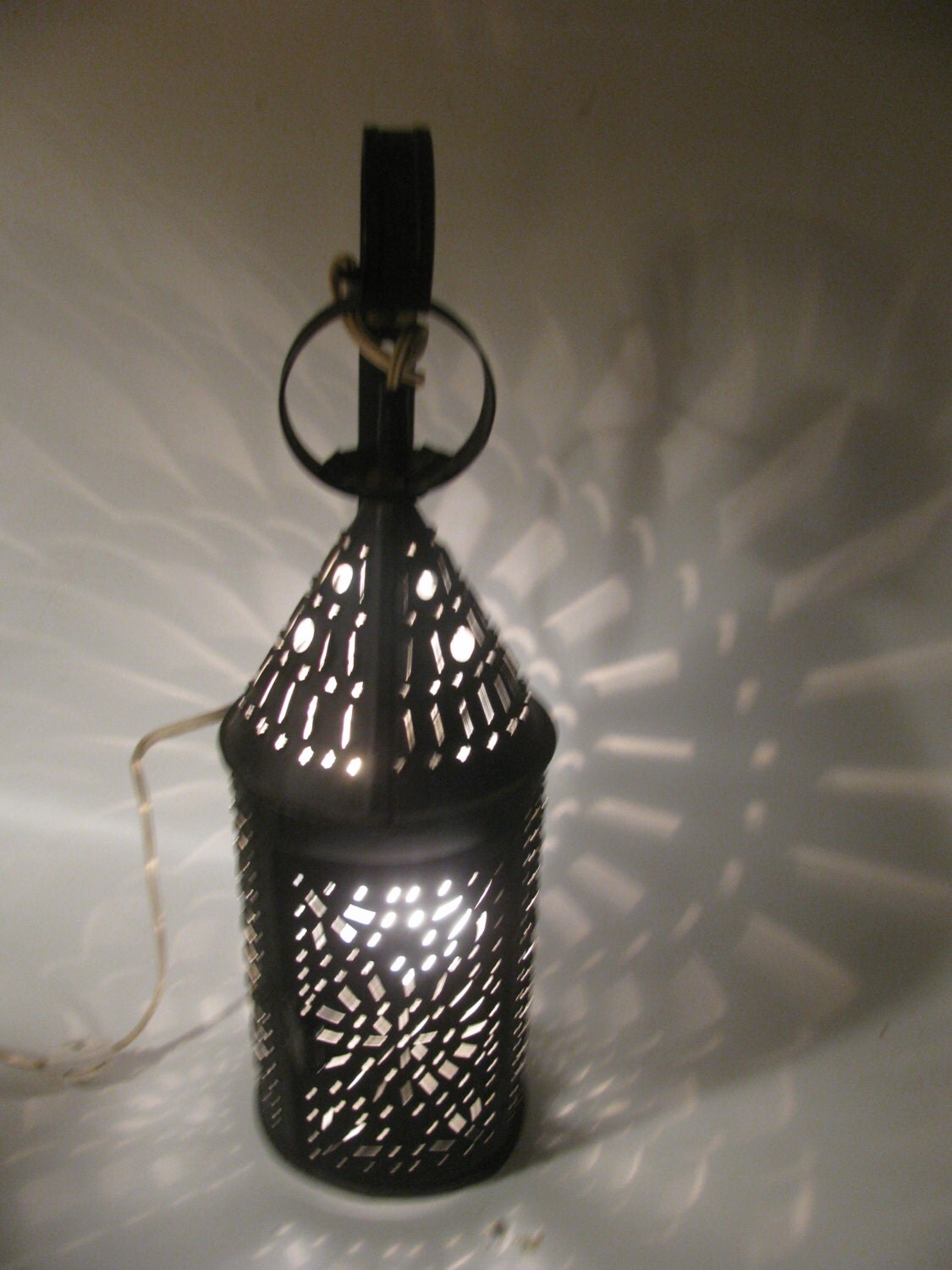 Vintage Punched Tin Lamp Lantern