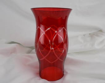 Ruby Red Cut To Clear Glass Lamp Chimney Red Glass Hurricane Lampshade