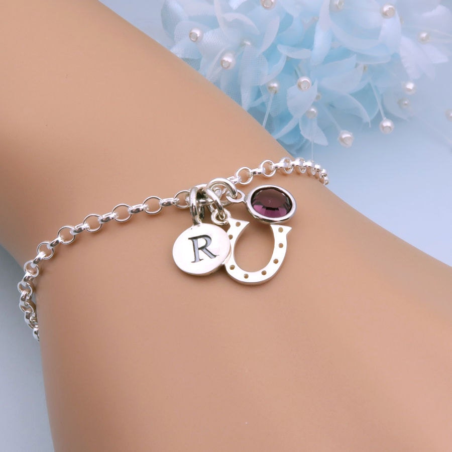 Sterling Silver Horseshoe Bracelet Personalized Bracelet