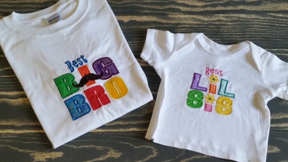 Applique Sibling Outfit Set Embroidered Personalized Sibling