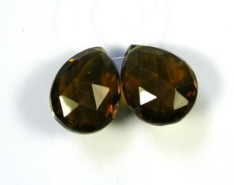 Cognac quartz faceted pear beads AA+ 17.5-18mm 2pcs