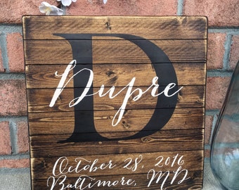 Personalized family name sign, Last name sign, Family sign, Wedding gift, Wedding sign, Monogram sign, established date sign, Wood sign