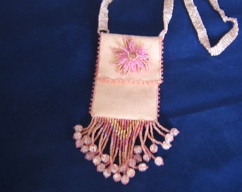 Pink Beaded Amulet Bag