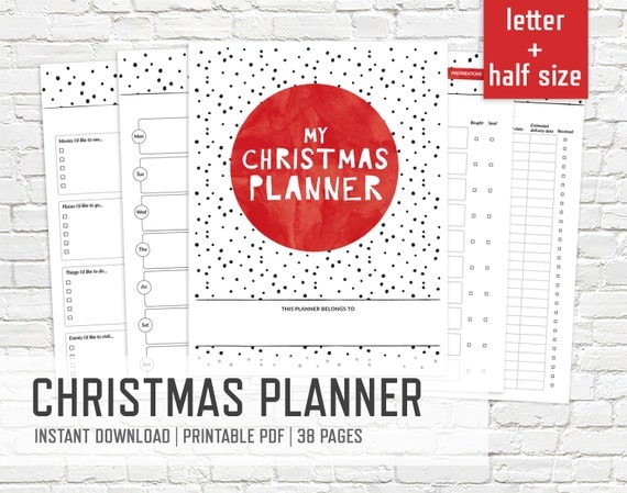 Christmas Planner Letter and Half Size - Printable Binder Inserts Holiday Party Planner Xmas Organizer Editable Binder - INSTANT DOWNLOAD