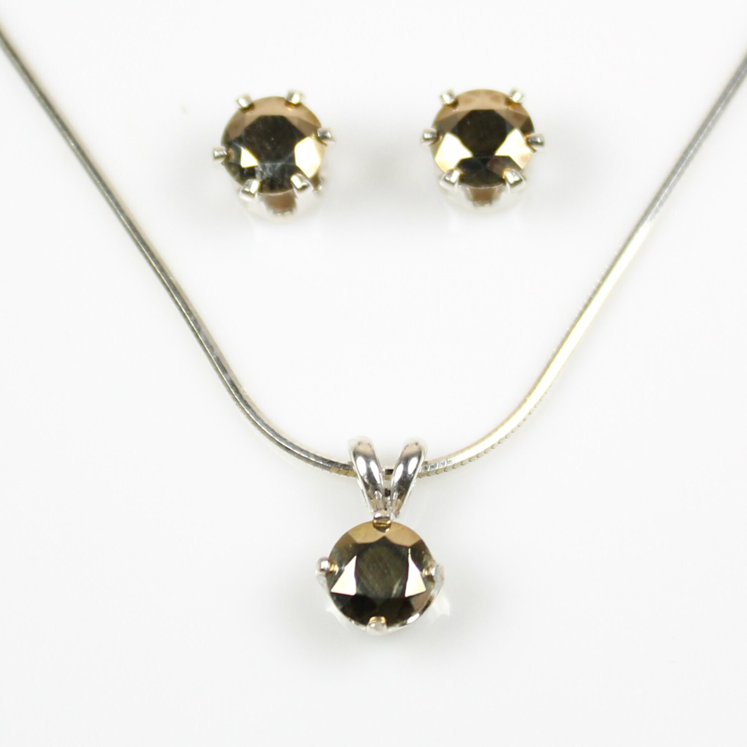 Bronze Jewelry Set Earrings and Necklace 925 Sterling by swanky925