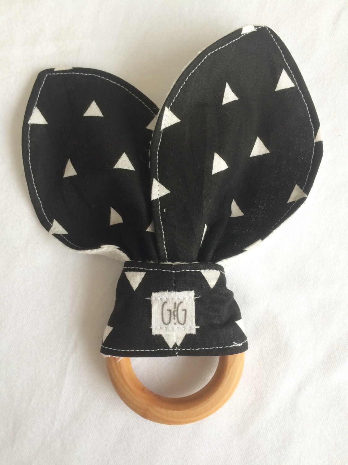 Wooden Baby Teether Wooden Teething Ring Black White