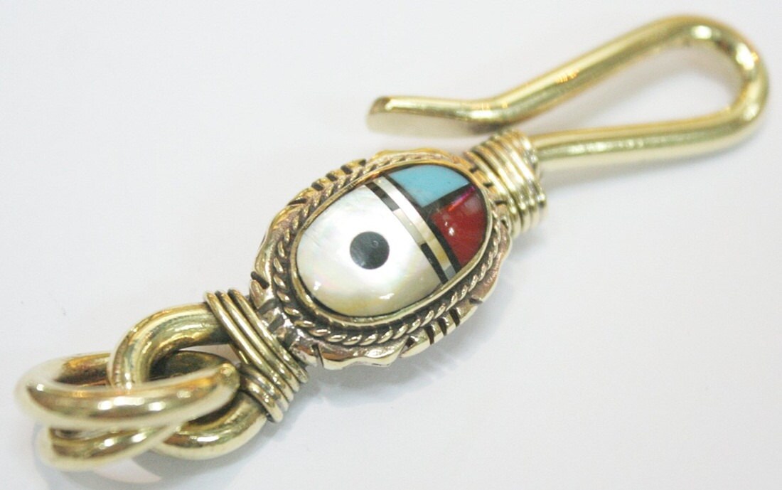 Zuni Solid Brass Keyring Key Chain Holder Belt Jeans Loop Hook