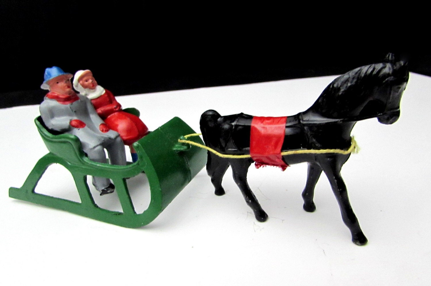 barclay lead one horse open sleigh figurines christmas village