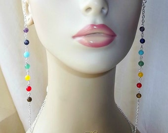 Glasses Chain, Chakra Glasses Chain, Spectacle Chain, Gemstone Glasses Chain, Eyeglasses, Glasses Holder, Reading Glasses Chain, Rainbow
