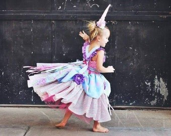Stella Unicorn Costume - Pink PomPon - girls unicorn costume, toddler unicorn costume, baby unicorn costume, unicorn dress, unicorn birthday
