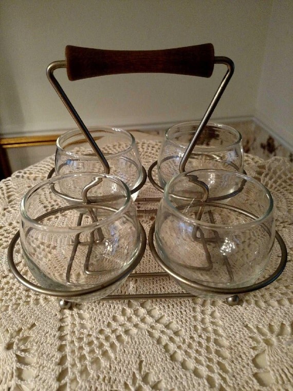 Vintage condiment tray. 4 glass compartments by ClarendonCourt