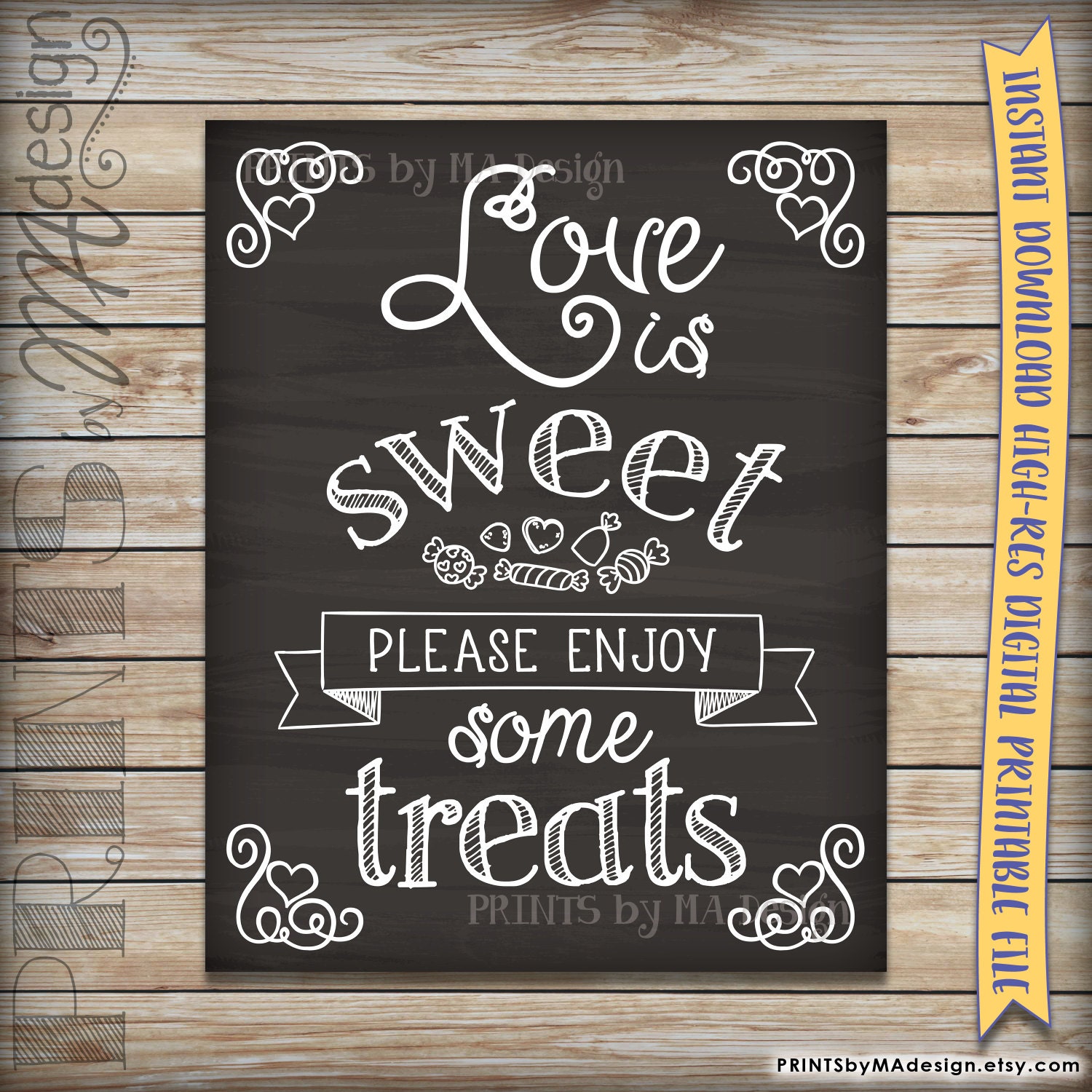 Love is Sweet Please Enjoy Some Treats Printable Chalkboard Wedding ...