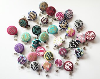 Monogram Badge Reel Personalized Belt Clip