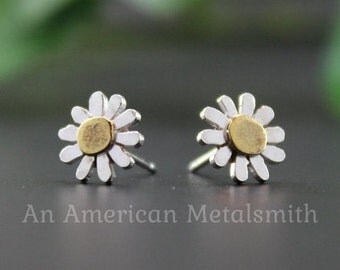 Sterling Silver Gerbera Daisy Earrings, Daisy Stud, Daisy Post, Daisy Jewelry, Flower Earrings, White Daisy Earrings, Gifts for Her