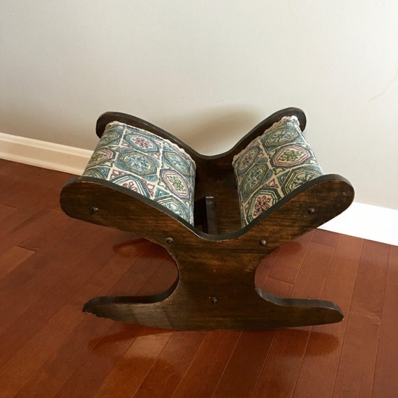 Vintage Rocking Stool Wooden Rocking Stool Upholstered