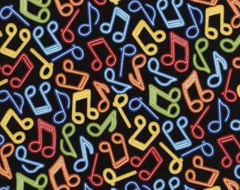 Music Notes on Black Quilting Fabric Gail- C4851 by Timeless Treasures 100% cotton / Fat Quarter, 1/2 Yard and 1 Yard Cuts / Cotton Fabric