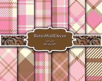 Tartan Digital paper , plaid digital paper , pink tartan backgrounds tartan fabric, digital tartan tartan texture scrapbook Buy 2 Get 1 FREE
