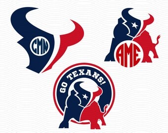 Go Texans Monogram Frames (SVG, EPS, DXF, Studio3) Football Cut Files for use with Silhouette Studio, Cricut Design Space, Cutting Machines
