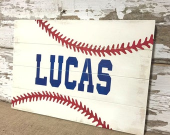 Baseball Wall Art - Gifts for him - Baseball Sign - Sports Decor - Customized Sign - Personalized Sign - Boys Room Wall Hanging-rustic sign