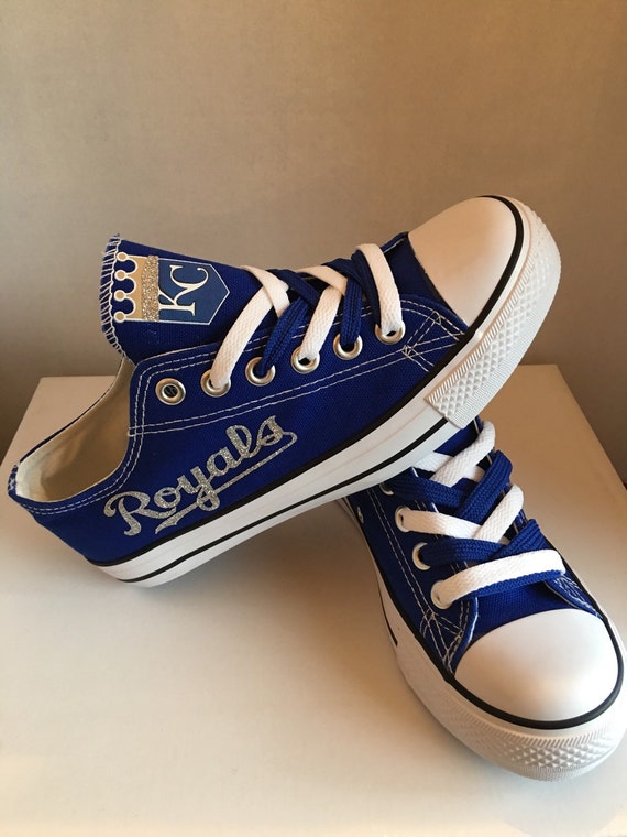 Items similar to Kansas city royals silver or gold glitter tennis shoes ...