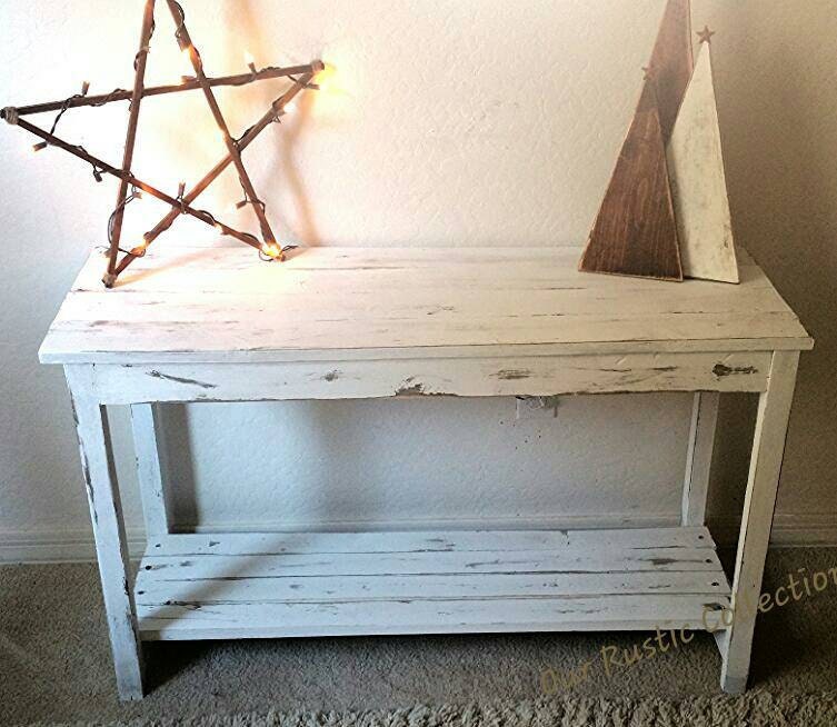 Rustic Reclaimed Wood Farmhouse Sofa Side Entryway Table