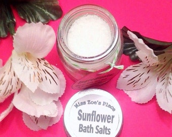 Sunflower Natural Bath Salts, Glass Jar Bath Soak, Mineral Soak, Bath Tea, Natural Bath Soak, Spa Salts, Organic Body Care, Epsom Salts
