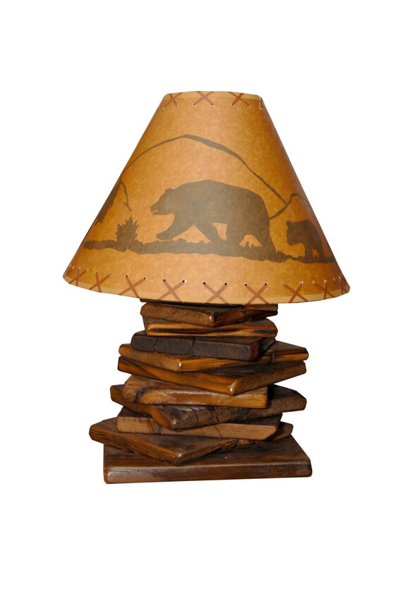 Rustic Reclaimed Barn Wood Table Lamp Entry Lamp Hall